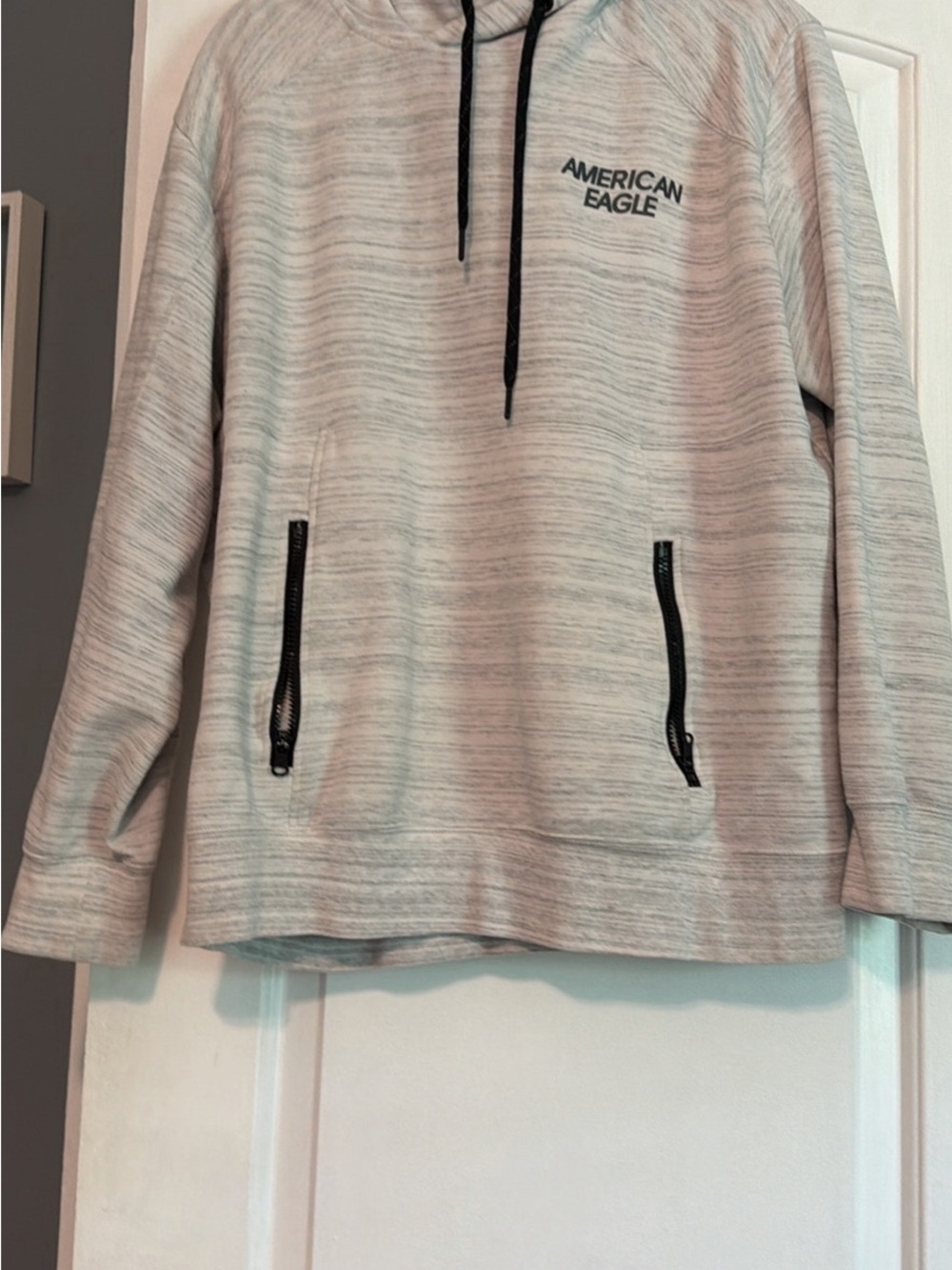 American Eagle Heather Gray Logo Sweatshirt with Black Print